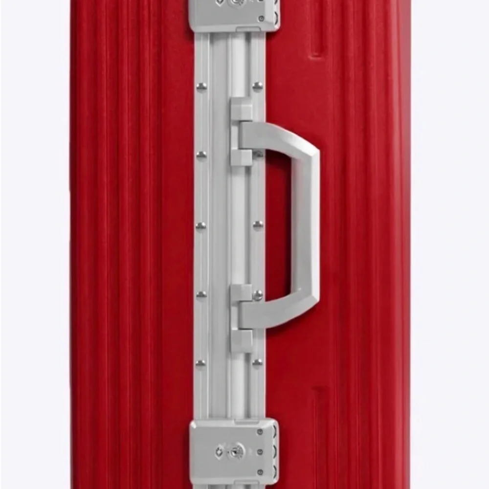 Red Carry-On Spinner Suitcase with Front Pocket - Picture 5 of 6